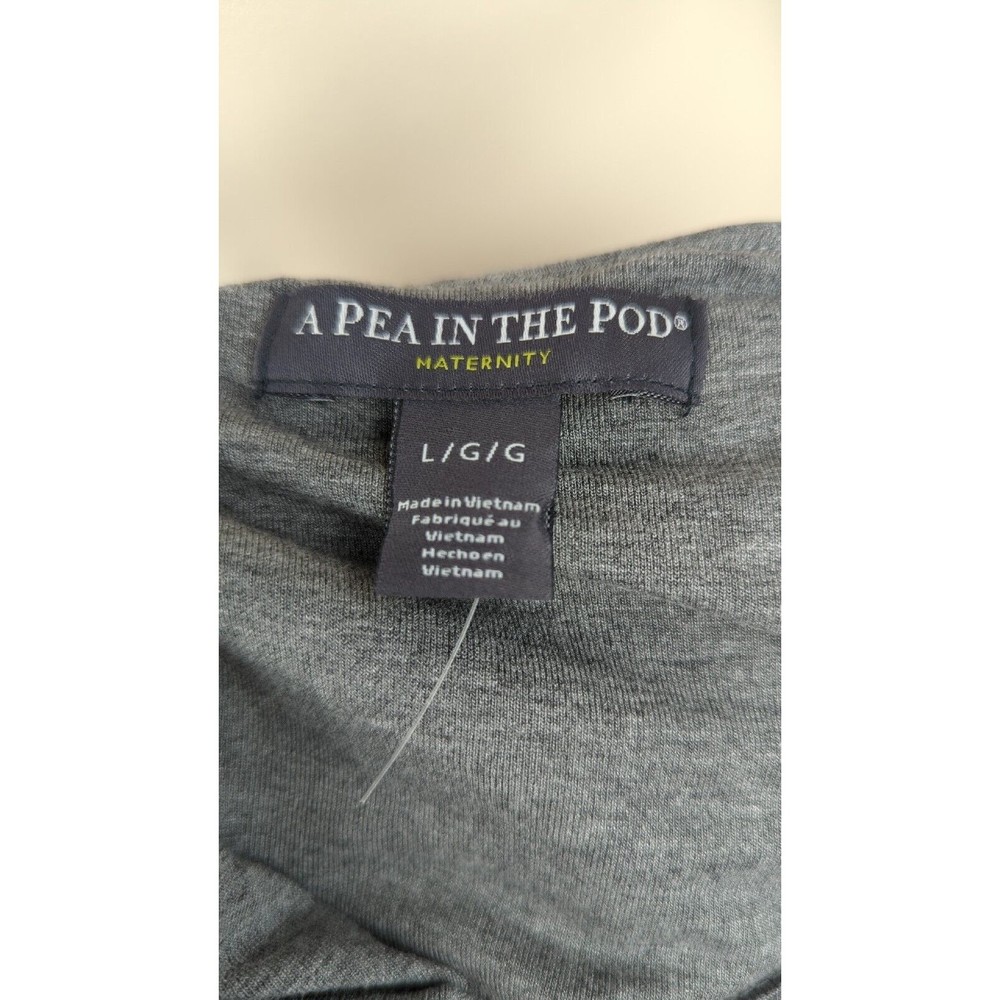 A Pea In The Pod Maternity Swing Dress Gray Cut Out Back Stretch Slimming l/s L - Picture 3 of 4
